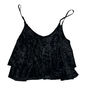 Madison & Berkeley Black Velvet Velour Tiered Tank - Womens Size XL